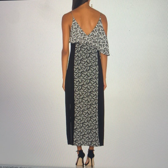 Black and white floral maxi dress with ruffle. - Picture 3 of 3